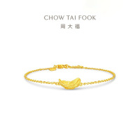 周大福轻盈灵动羽毛足金黄金手链女计价(工费280)EOF1333礼物 15cm约2.20g