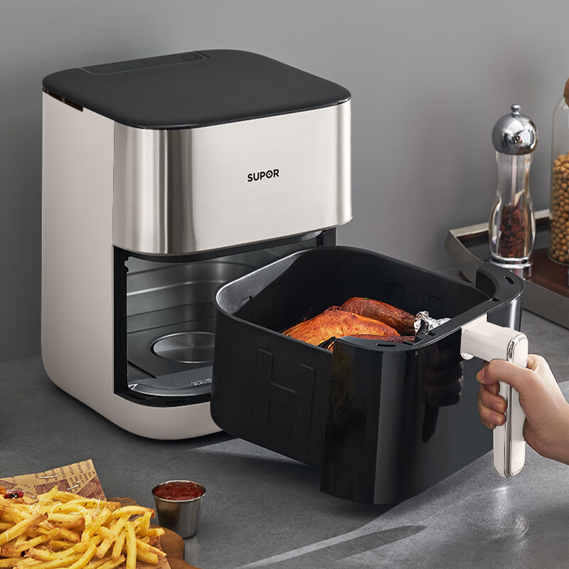 苏泊尔(SUPOR)KD60YQ83空气炸锅远红外穿透加热6L大容量可视免翻家用电炸锅8分钟嫩炸轻音烘烤金属内腔彩屏触控