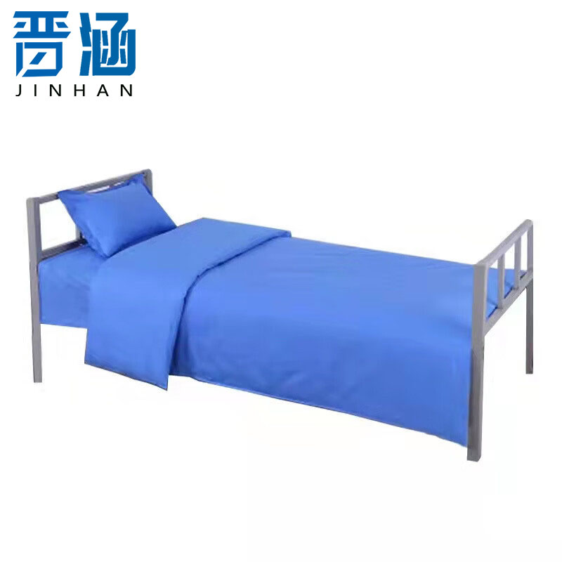 晋涵 纯兰色全棉三件套 160*210cm/套高清大图