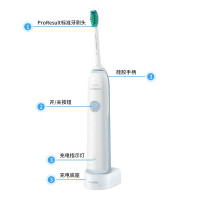 【送4支刷头+旅行盒】飞利浦（PHILIPS）电动牙刷HX3216/01 时尚粉蓝 成人声波震动式清新洁净