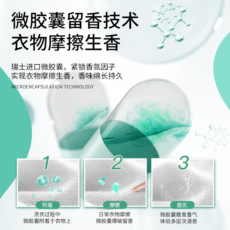 酵素香水香氛洗衣液500ml*3袋 栀子花香衣物柔顺剂衣物清洁留香珠除螨除菌柔软护衣爆香洗衣香珠高清大图