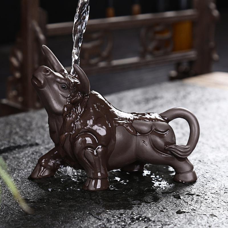 家柏饰(CORATED)紫砂茶宠特色河马牛茶具茶宠摆件手工精品陶瓷茶道配件茶玩高清大图
