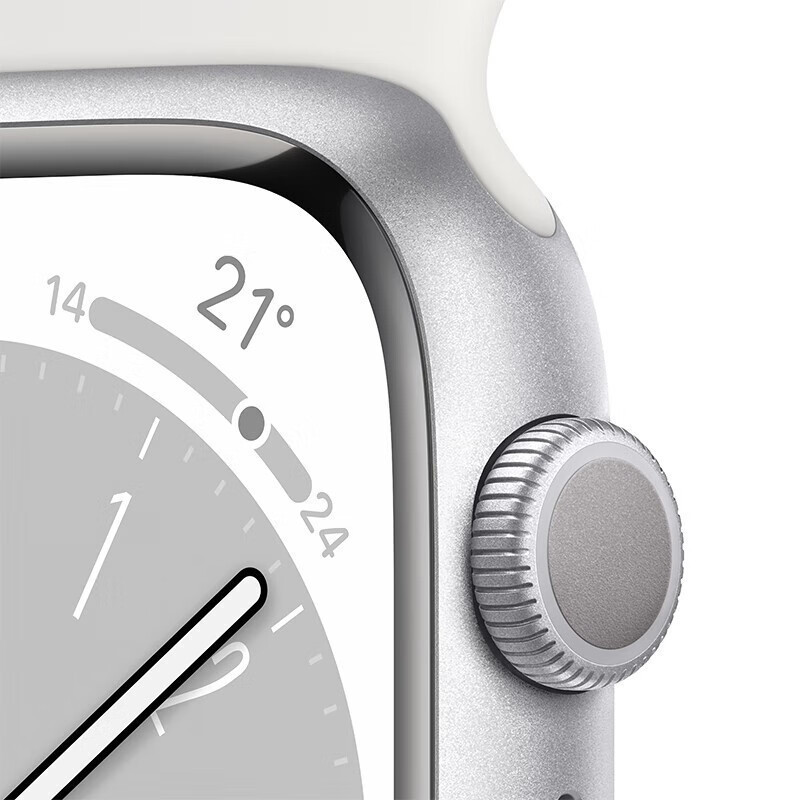 苹果(Apple) 苹果手表 iWatch s8 智能运动手表 男女通用款 铝金属 银色 蜂窝版 45mm