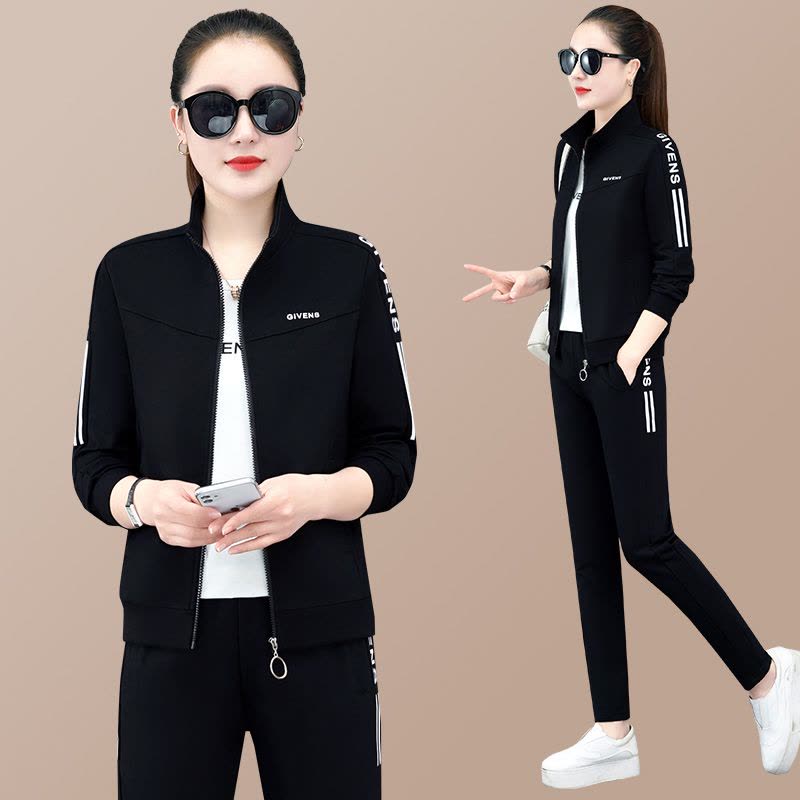 运动套装女春秋2022新款女装时尚休闲卫衣三件套韩版户外跑步服团购外套图片
