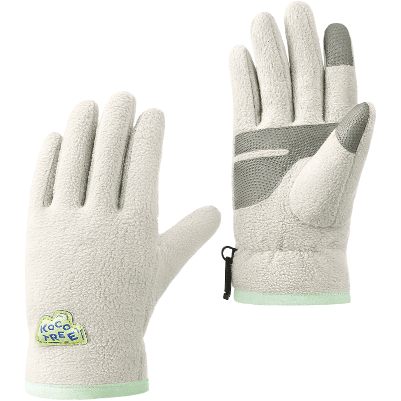 KK树儿童五指手套冬季男童抓绒保暖女童防寒抗静电可触屏2025新款高清大图