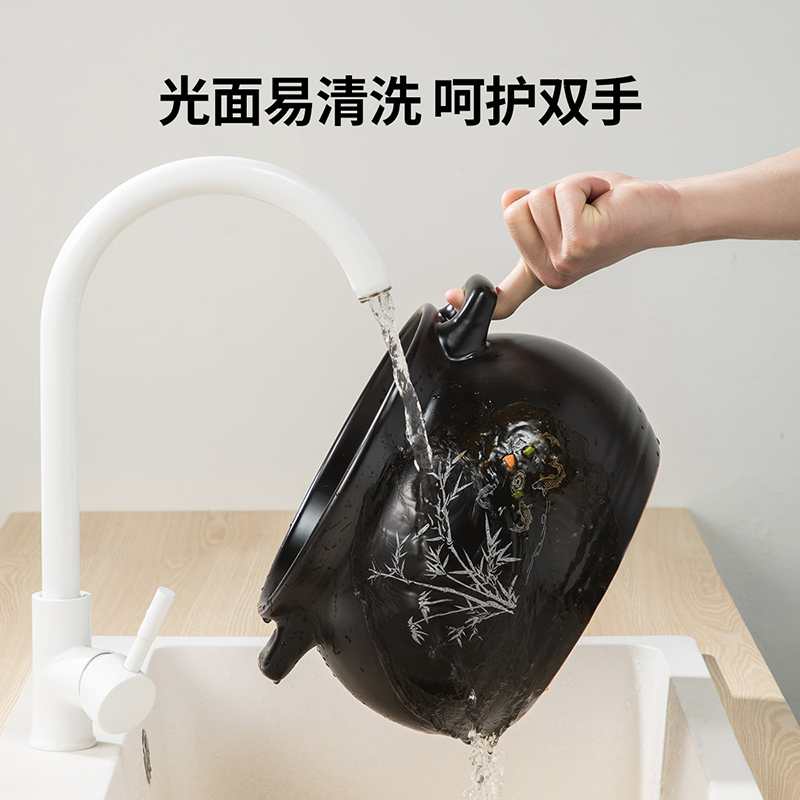 炊大皇健康养生陶瓷煲家用3.5L大容量煲汤煎药耐高温陶瓷锅高清大图