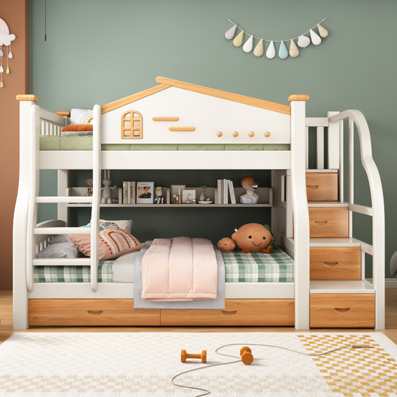 欧梵森现代简约树屋儿童床简易床实木子母床上下床双层床高低床成人床
