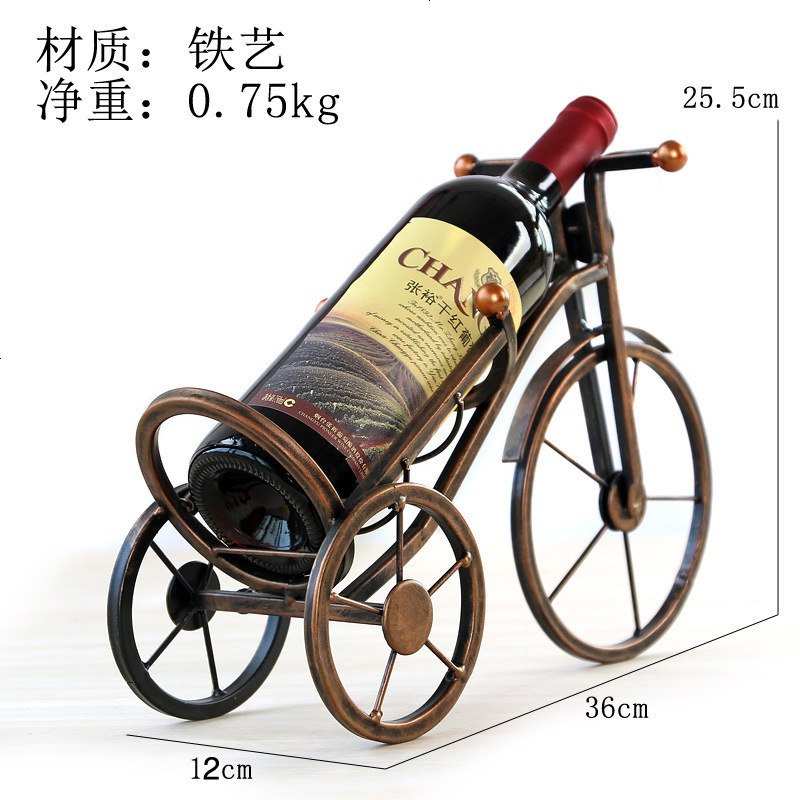 欧式创意葡萄酒架家居装饰铁艺客厅摆件三轮车铁艺红酒架子酒柜