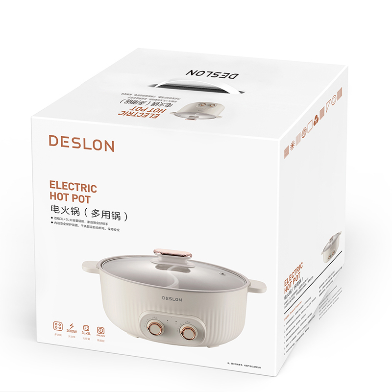 德世朗(DESLON)--鸳鸯电火锅 多功能锅涮肉电煮锅火锅家用电锅 DDQ-HG118!高清大图