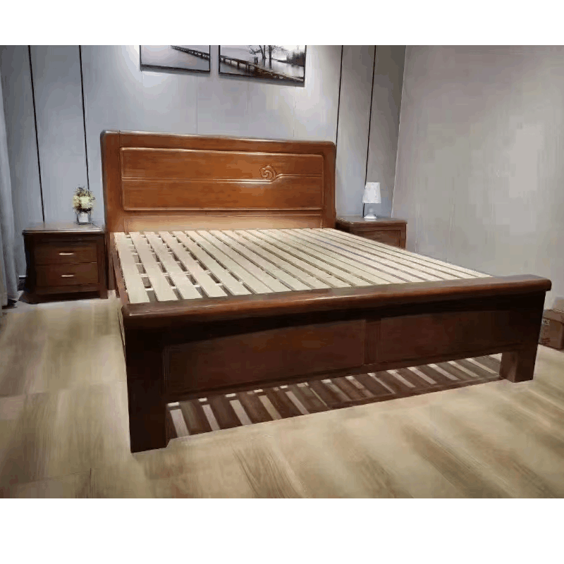 東業家具 新中式床主卧双人床单人经济型家用卧室婚床1.5米+床头柜*2+床垫床木床(±10cm) (单位:张)图片