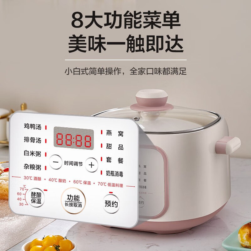美的快炖电炖锅电炖盅炖汤盅煲汤锅陶瓷隔水炖锅燕窝炖盅煲汤锅4.5L煮粥锅电煮锅DZC2551高清大图