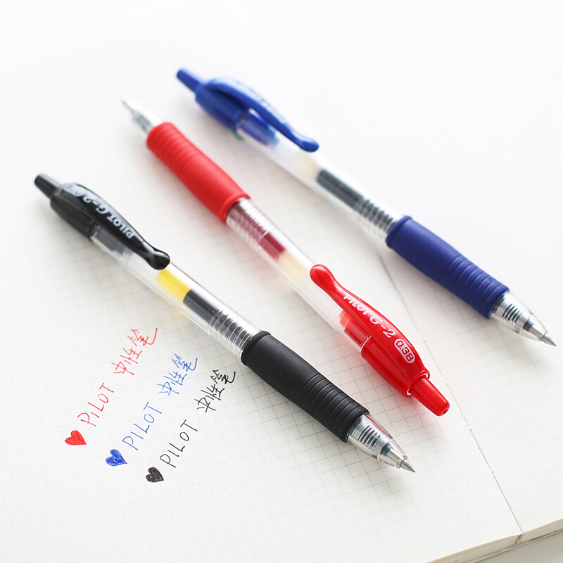 百乐(PILOT)BL-G2-38按动中性笔啫喱笔签字笔 黑色/蓝色 0.38mm 12支装/盒