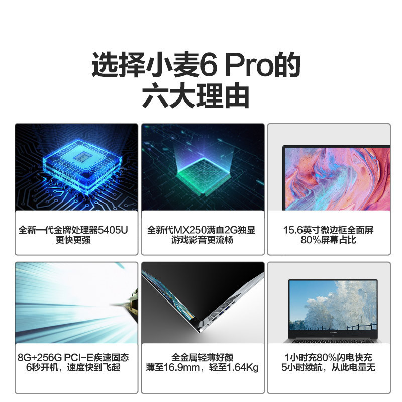 麦本本(MAIBENBEN) 小麦6Pro15.6英寸超薄笔记本全面屏便携手提电脑(5405U/8G/256G PCI-E固态)