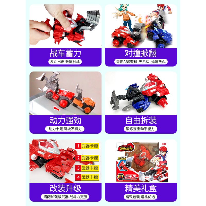 正版庄臣反斗战车加强版翻斗战轮儿童炫动转轮炫斗小恐龙玩具暴龙 【重甲象】战车+拉条+武器*4（再送）加强版武器高清大图