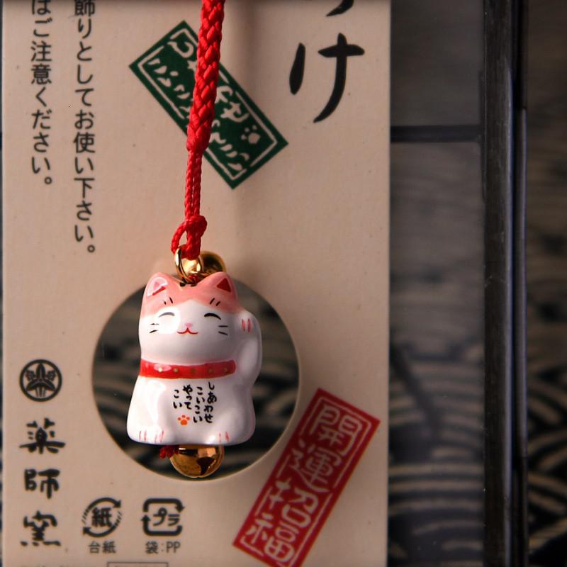 日本猫平安挂饰日式包包手机挂件女生可爱生日进口 三维工匠 7349粉色恋爱高约2CM高清大图