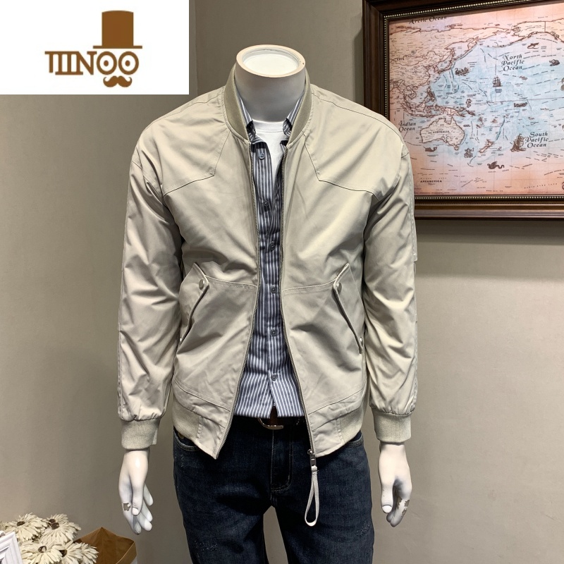 YANXU2023年男士短款夹克韩版修身青年潮流棒球服男外套通勤衣服 M 卡其色