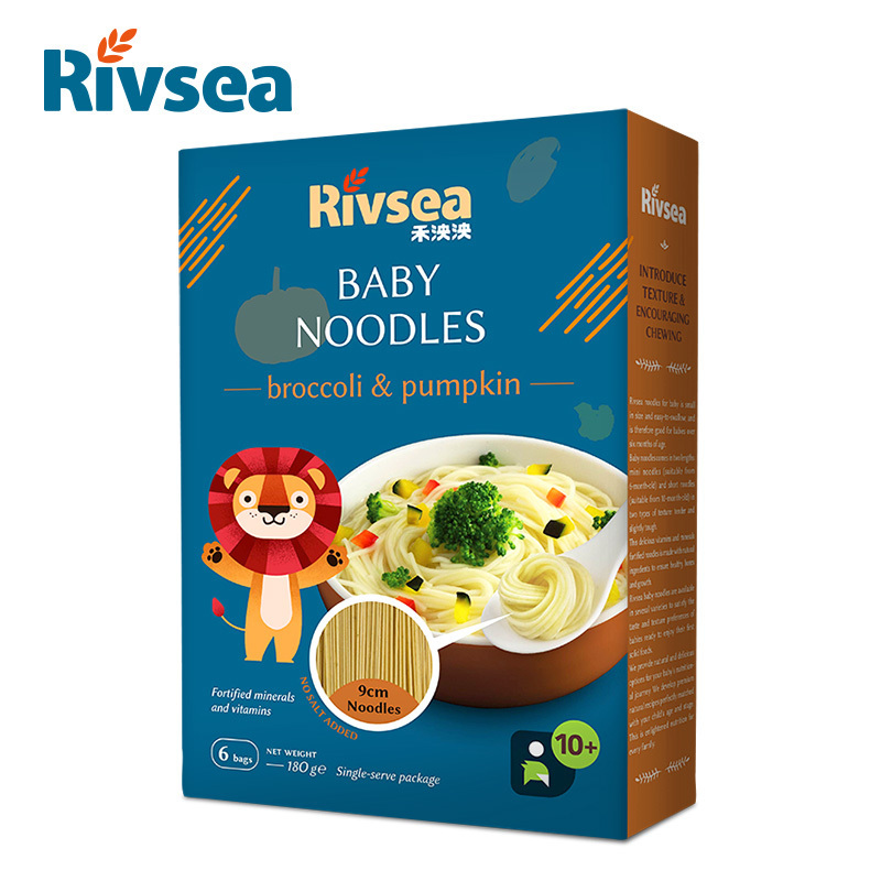 禾泱泱(Rivsea)婴幼儿面条无盐无添加白砂糖营养辅食面条绿花椰菜南瓜味180克1盒