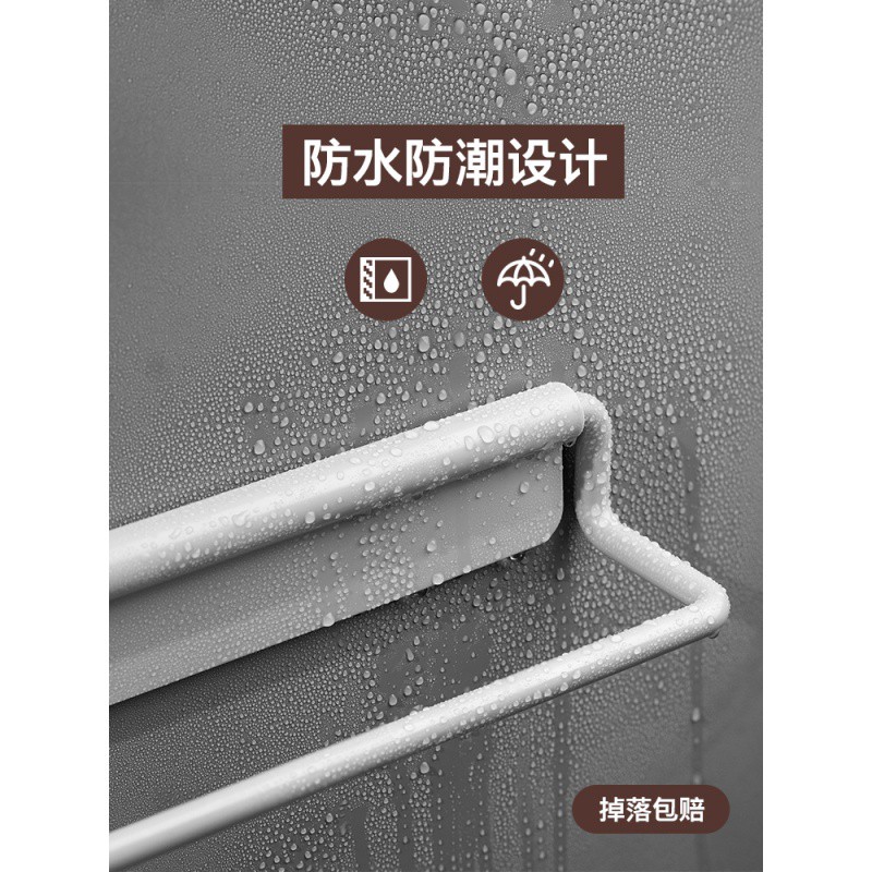 浴室免打孔单杆毛巾架卫生间厕所抹布挂多功能壁挂式墙上置物架子 三维工匠 黑色单个装储物架高清大图
