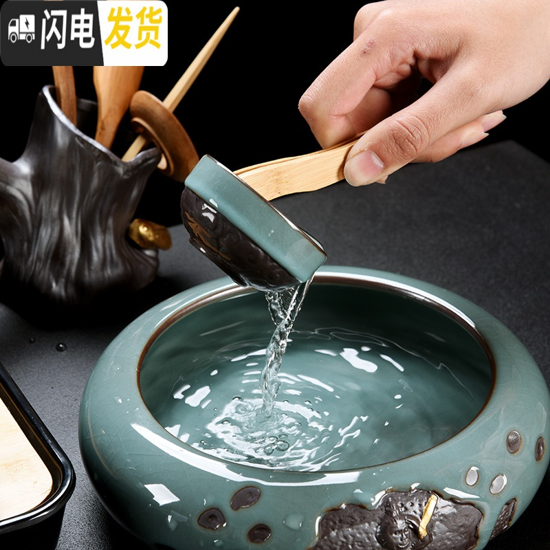 三维工匠创意半全自动茶具套装家用简约陶瓷功夫茶具杯子哥窑懒人冲泡茶器 12头听音哥窑自动茶具