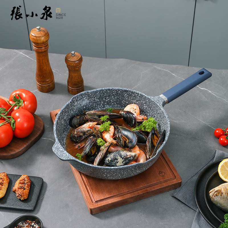 张小泉 花岗岩不粘深煎锅 C31820100 28cm*高清大图