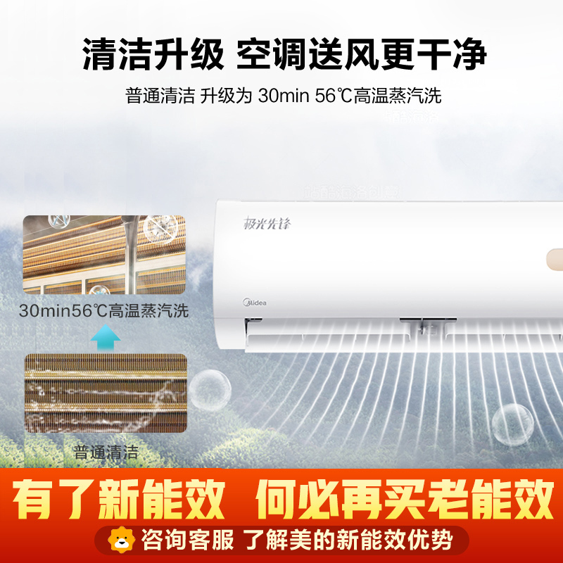 美的(Midea) 1.5匹一级能效变频挂壁式家用冷暖空调 安静节能 强劲冷暖1.5P挂机KFR-35GW/MHAB1