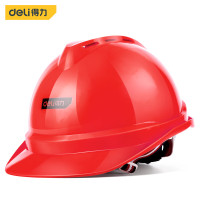 得力（deli）安全帽建筑工程领导头帽电工劳保国标透气加厚防护头盔男 红色(技术人员/中层管理人员)DL525003