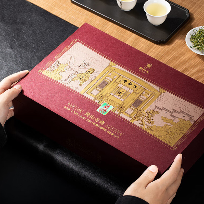 谢裕大绿茶明前烘青黄山毛峰铭门3000绿茶礼盒270g高清大图