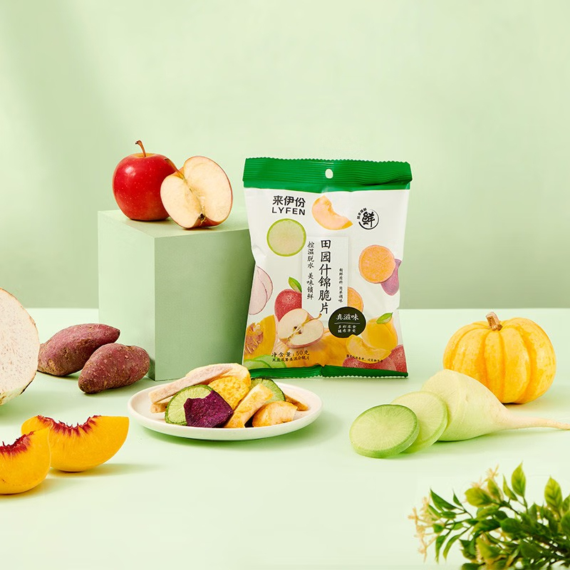 [满199减100]来伊份田园什锦脆片50g袋酥脆营养果干下午茶休闲零食来一份高清大图