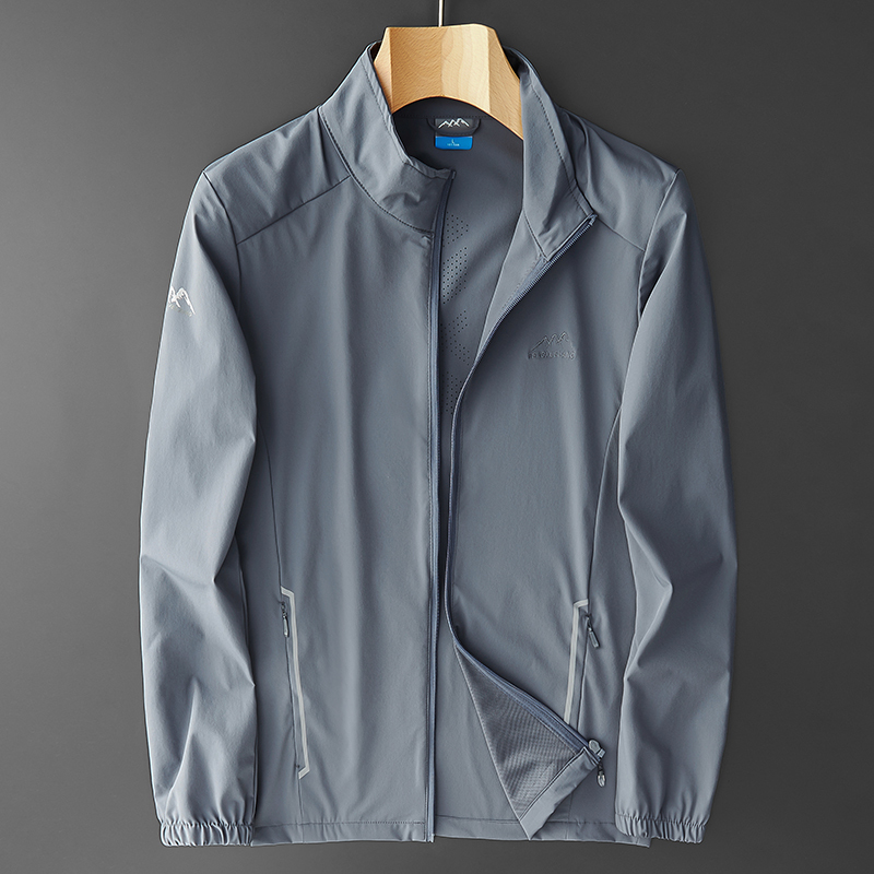 yuansu男士春秋季夹克衫轻薄透气爸爸装上衣户外运动风衣男装中老年