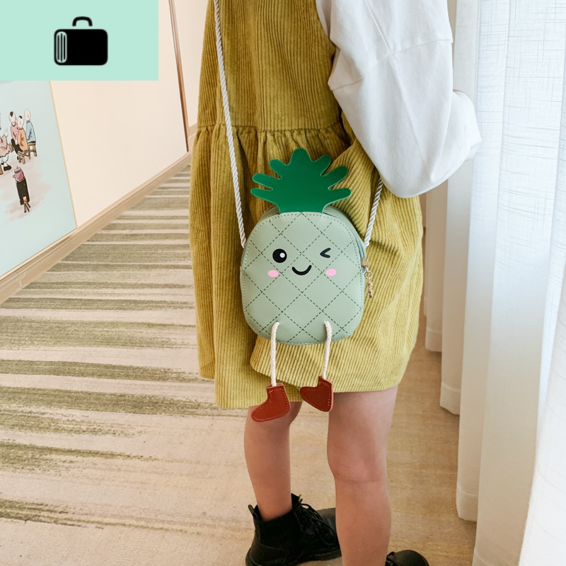 新款水果菠萝幼儿包包可爱儿童斜背包女宝宝小挎包迷你百搭零钱包NEW LAKE 菠萝绿色