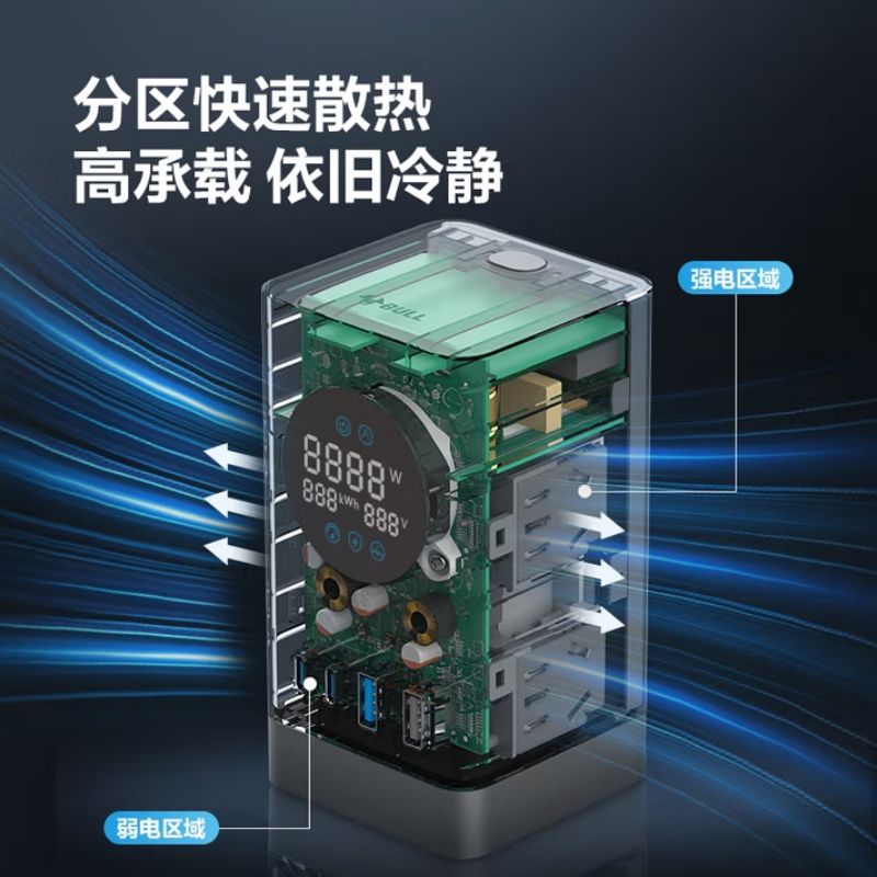 多功能立式插座 多插口设计桌面整理神器高效充电不缠绕高清大图