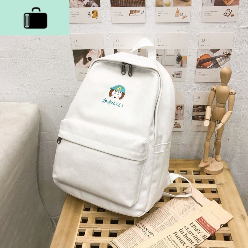 校园背包女学生韩版帆布书包女初中双肩包女高中学生包包女大容量NEW LAKE