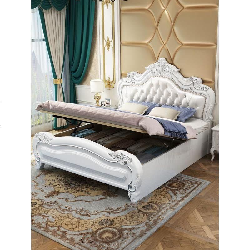 欧式床 实木床1.8米现代简约双人床主卧婚床白色轻奢公主床储物床图片