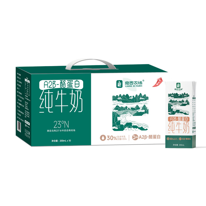 良西农场 A2β-酪蛋白3.6纯牛奶升级营养蛋白学生儿童早餐奶 200ML*10盒高清大图