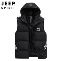 JEEPSPIRIT吉普男士休闲马甲男秋冬轻便保暖背心棉马夹 2XL 黑色