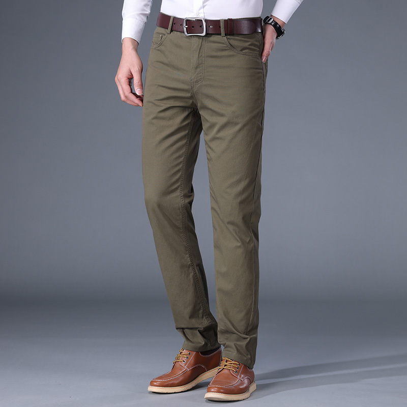 2023新款男士潮流休闲裤子夏季薄款宽松直筒弹力商务纯棉西裤
