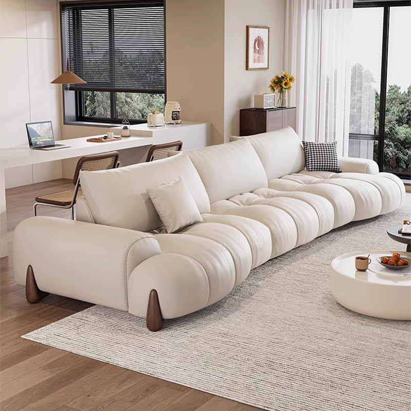 政府补贴复古头层真皮沙发客厅2026新款泡芙意式极简大异形沙发高清大图