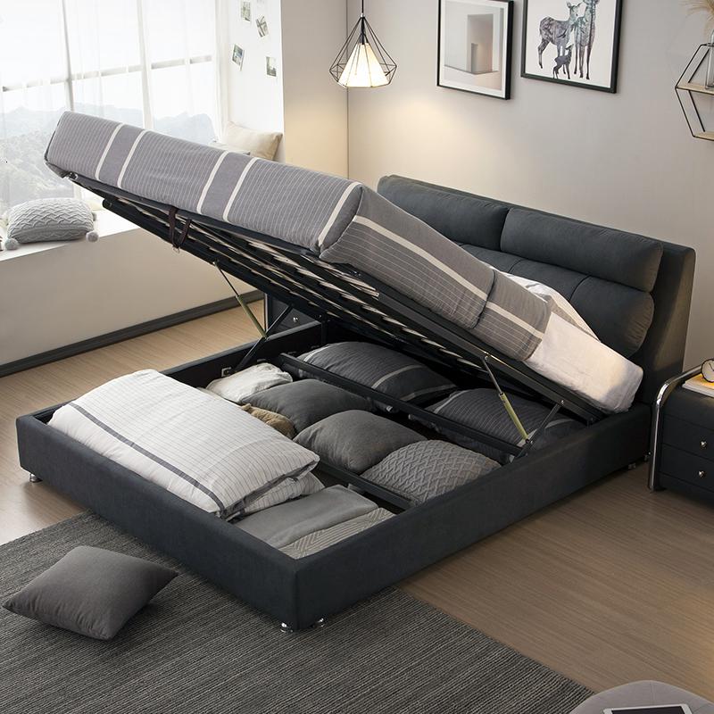 布艺床双人床主卧榻榻米床北欧简约现代1.8米网红科技布床可拆洗 单床+床垫1500mm*2000mm组装式箱体床