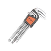 钢盾S050007 9件套公制加长球头内六角扳手套装1.5-10mm