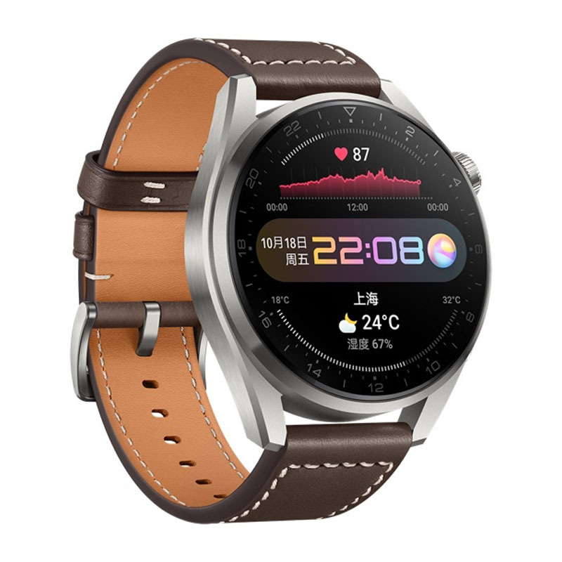 [新品 时尚款]HUAWEI WATCH 3 Pro 48mm eSIM独立通话智能手表 钛金属材质 心脏与呼吸健康管理 5天强劲续航 体温检测 NFC支付 时尚款 棕色真皮表带