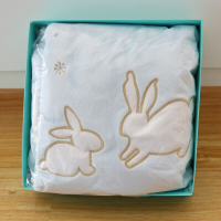 儿童宝宝礼品毯子儿礼盒毛毯加厚小兔子绣花法兰绒小毛毯 淡蓝色小兔子绣花毯 100x140cm