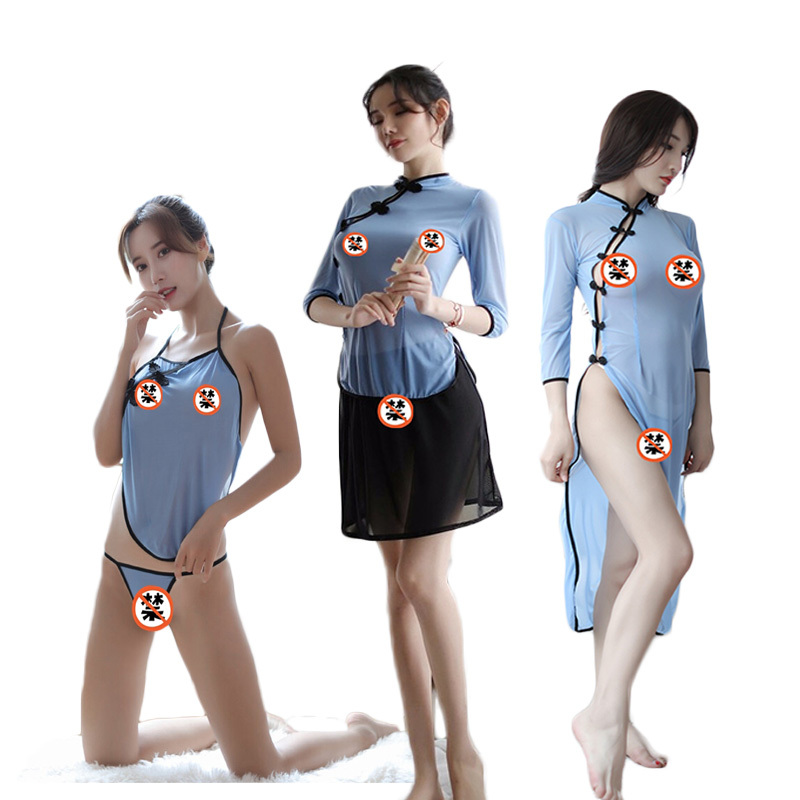 女士情趣内衣学生装古装旗袍吊带肚兜丁字内裤制服职业套装性感透明女式情趣睡衣透视诱惑三点破洞开档睡裙子长夜漫漫成人女性用品高清大图