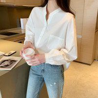 [1折价42.9元叠加优惠券]唐狮秋季新款女净色特殊领型长袖衬衫百搭显瘦时尚休闲通勤