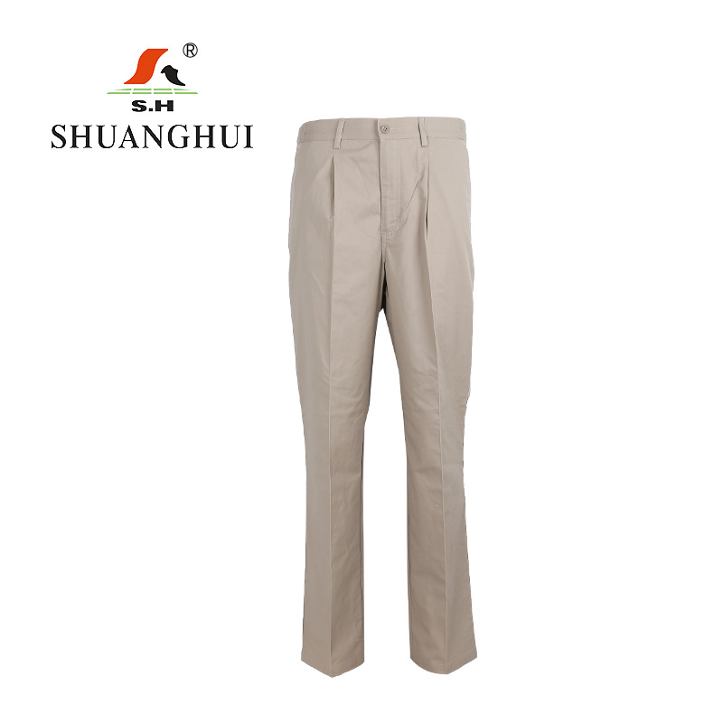 双惠男女款夏季标志工作服SHW-124,面料100%棉,杏色155-195(套)高清大图