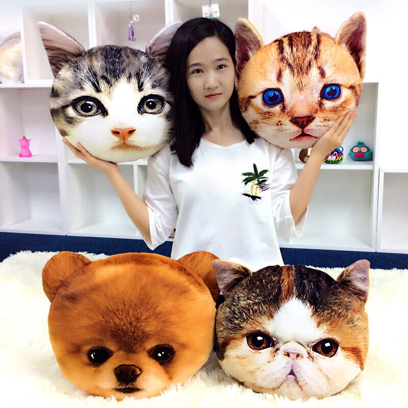 淘脸儿可爱猫咪狗狗抱枕学生午睡枕办公室趴睡枕午休神器靠垫枕头布偶30cm-39cm