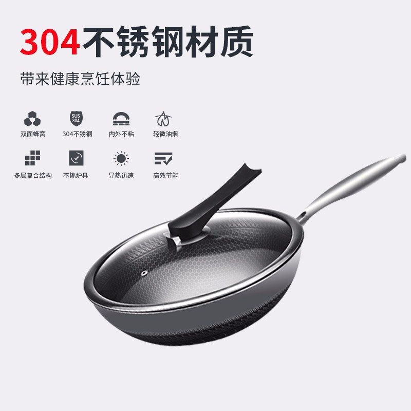 巴尔德尊享多功能炒锅(双面蜂窝聚能复合钢)