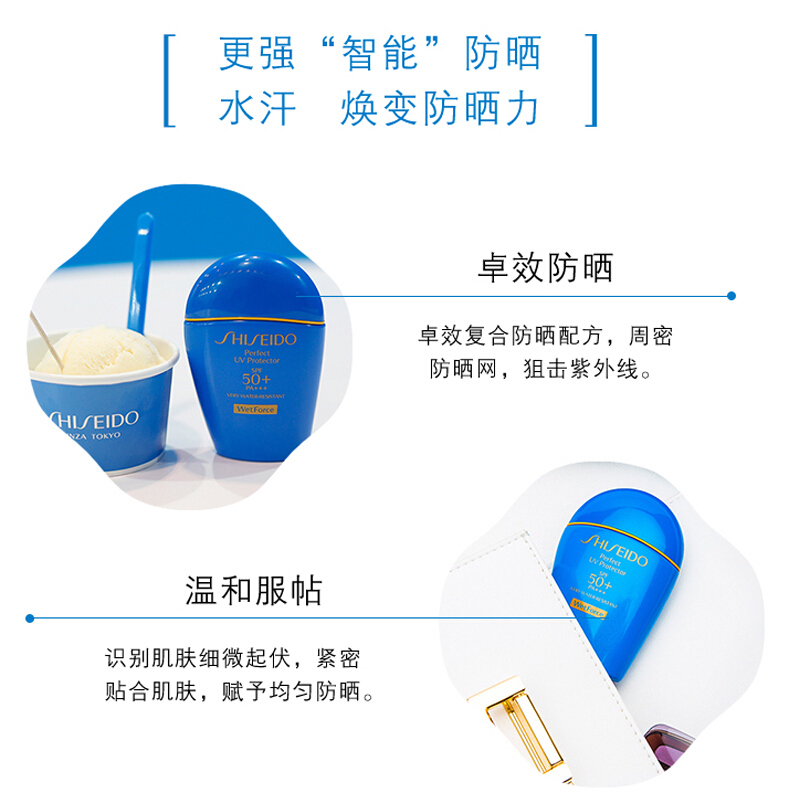 资生堂(SHISEIDO)新艳阳夏臻效水动力防晒乳 适合混干肌肤50ml SPF50+ 蓝胖子防/晒霜高清大图