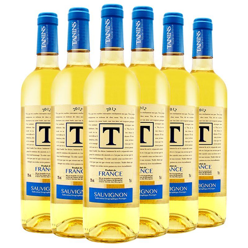 法国原瓶进口 泰妮丝苏维浓白葡萄酒 Tanins Sauvignon Blanc 整箱750ml*6