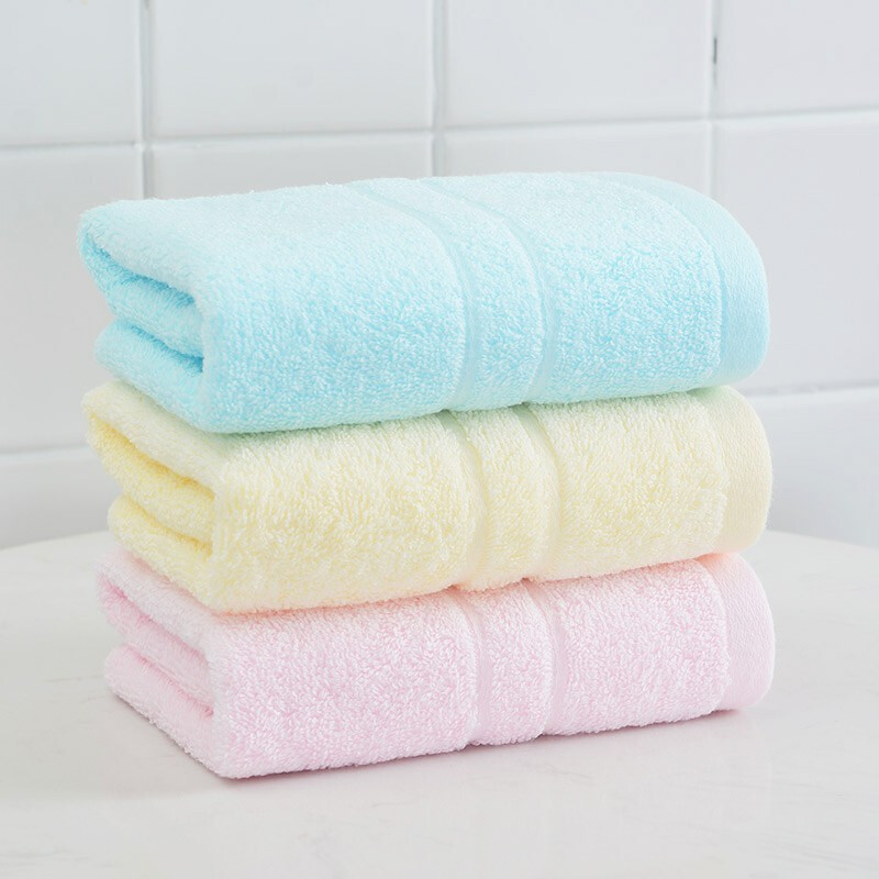 洁丽雅(grace)6734毛巾3条装纯棉素色 70g/条 60*30cm粉色+兰色+黄色