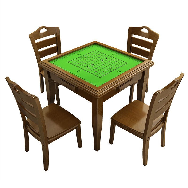 铭轩mingxuan棋牌桌麻将桌中式实木两用餐桌象棋活动室手动麻将扑克桌